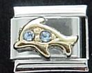 Dolphin (a) with blue rhinestones - enamel 9mm Italian charm